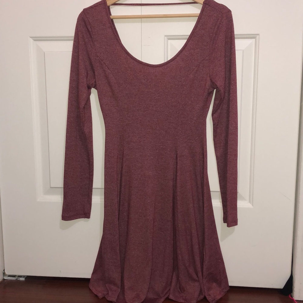 Red Long sleeve skater dress